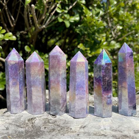 Rainbow Aura Coated Selenite Crystal Gemstone Tower Limited Edition