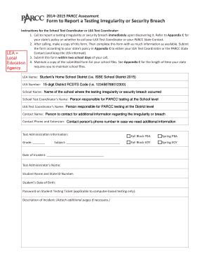 Fillable Online Form To Report A Testing Irregularity Or Security