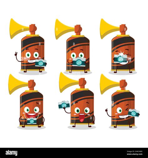 Photographer Profession Emoticon With Orange Air Horn Cartoon Character