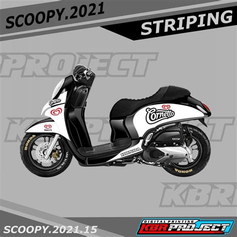 Jual COD Sticker Striping Honda SCOOPY NEW 2021 Variasi CORNETTO 15