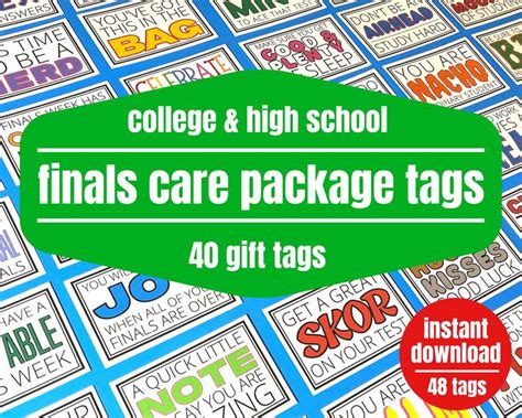 PRINTABLE Finals Care Package Gift Tags For College Students Test