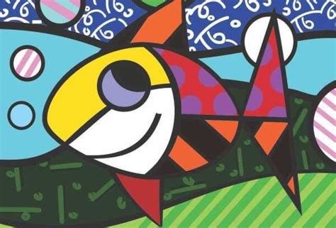 Quadro Romero Britto Peixe X Modelo Madeiramadeira