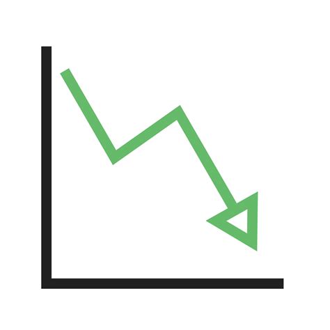 Declining Line Graph Line Green And Black Icon 9699121 Vector Art At