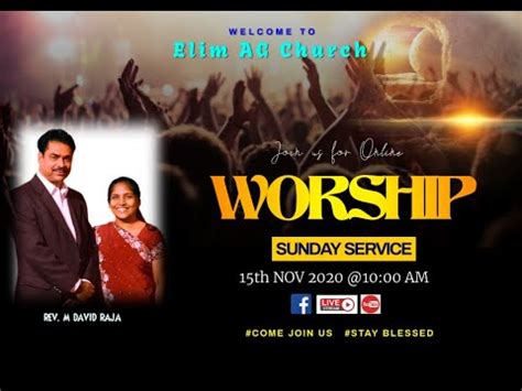 15th Nov Sunday Service Elim AG Church Vriddhachalam Rev M David