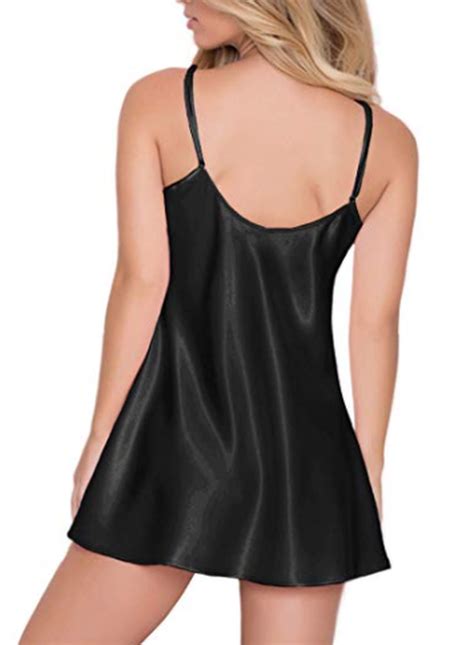 Sexy Lingerie Women Silk Satin Lace Robe Dress Babydoll Nightgown Sleepwear US EBay