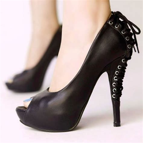 Shoes Black Gothic Goth Burlesque Fashion High Heels Platform Evening