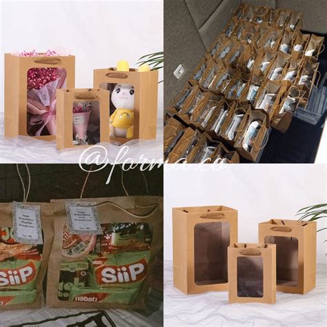 Jual Paper Bag Kraft Coklat Jendela Transparan Mika Kantong Kertas