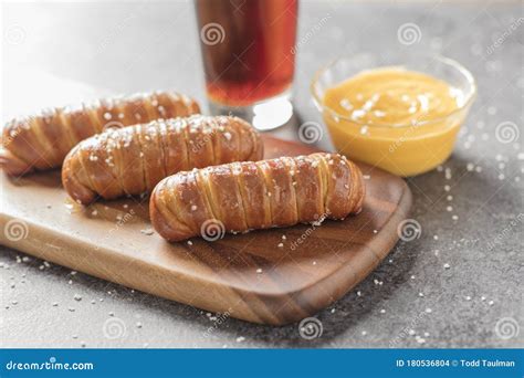 Pretzel Sticks and cheese stock photo. Image of beer - 180536804