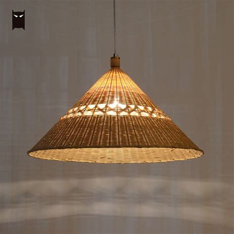 Delicate Bamboo Wicker Rattan Cap Pendant Light