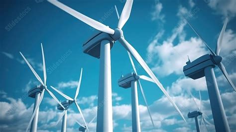 Wind Turbines In Stunning 3d On A Blue Sky Backdrop Powerpoint Background For Free Download