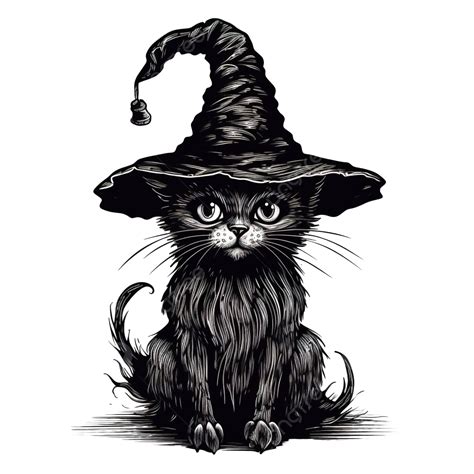 Black Witch Cat Evil Scary Mystical Animal Halloween Vector