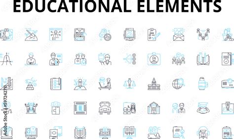 Educational Elements Linear Icons Set Curriculum Lesson Plans