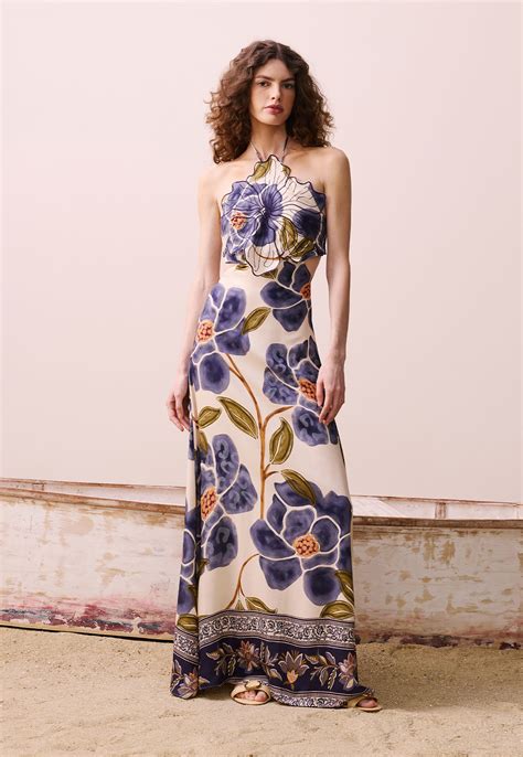 Vestido Longo Flor Estampado Papoula CaCay Carioca Brasileira E Latina