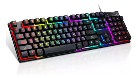 Teclado Gamer Led Fio Usb Multim Dia Abnt Anti Ghosting Cor De