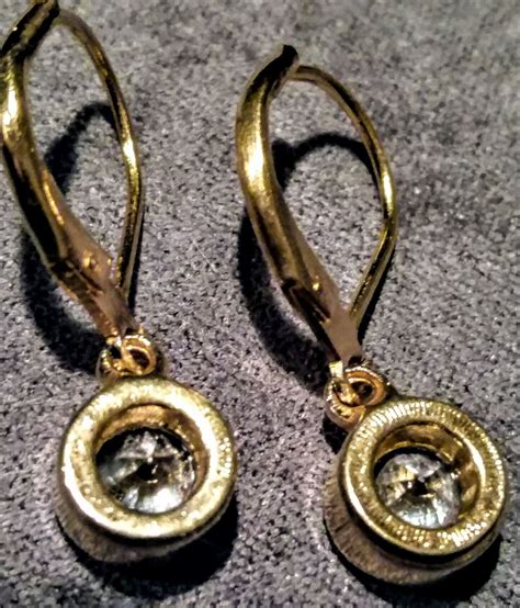 Boucles Doreilles Vintage Gold Plated Leverback Cubic Etsy