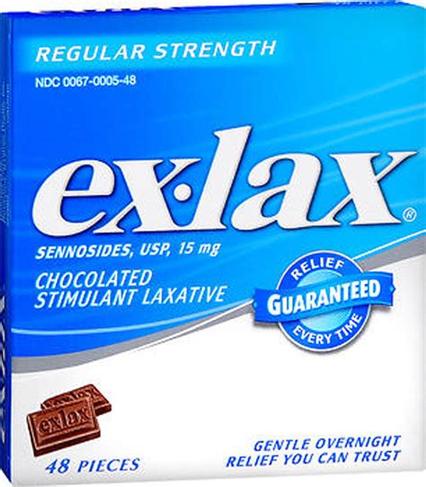 Ex Lax Stimulant Laxative Regular Strength Chocolate 48 Ea The Online Drugstore