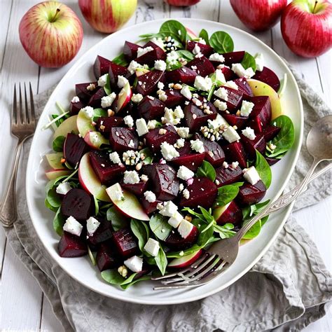 Rote Bete Salat mit Apfel Feta und Walnüsen