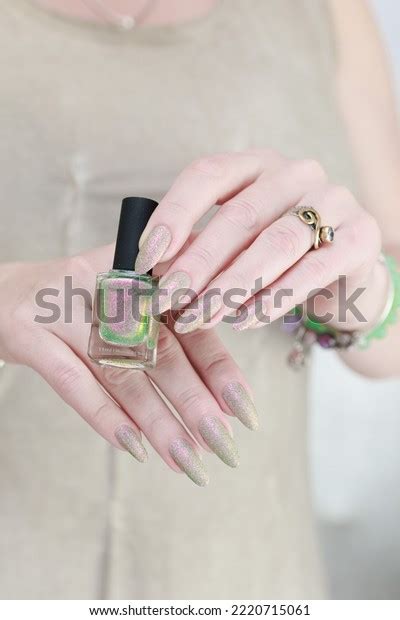 Female Hand Long Nails Nude Beige Stock Photo Shutterstock