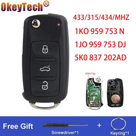 Okeytech Buttons Flip Folding Key For Vw Golf For Volkswagen Remote