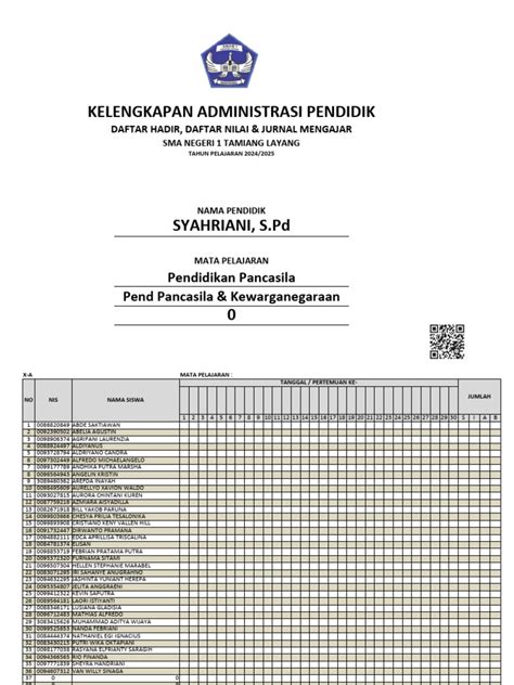 Administrasi Pendidik 2024 2025 Syahriani Pdf