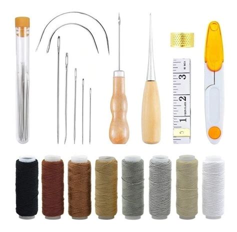 Kit 29pcs Artesanato Costura Couro Lona Sovela Agulha Linha