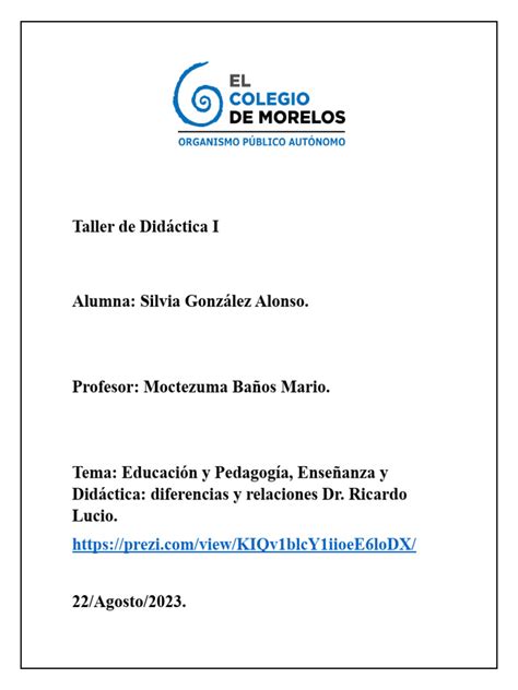 Educación y Pedagogía, Enseñanza y Didáctica Diferencias y Relaciones ... 