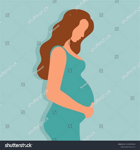 Pregnant Woman Big Belly Girl Long Stock Vector Royalty Free