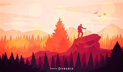 Descarga Vector De Ilustraci N De Paisaje De Senderismo Plano