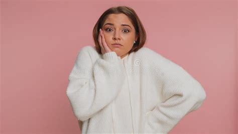 Confused Woman Feeling Embarrassed About Ambiguous Question Having