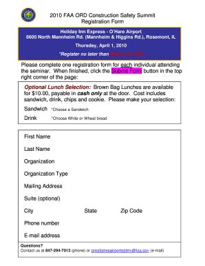 Fillable Online Faa Faa Airport Safety Seminar Registration Form Faa