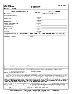 Fillable Online Eforms Alacourt Court Case Number Form JU 6 Rev 06 13