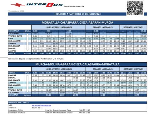 Nuevos horarios de la línea que une Abarán con Murcia Noticias y