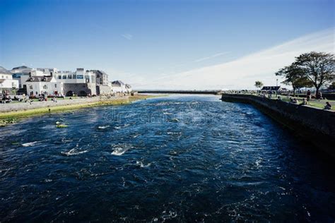 View of Wolfe Tone Bridge To Corrib River in Galway. Editorial ...