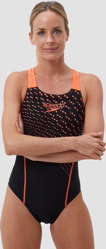 Speedo Eco Medley Logo Medalist Badpak Zwart Rood Dames Maat 38