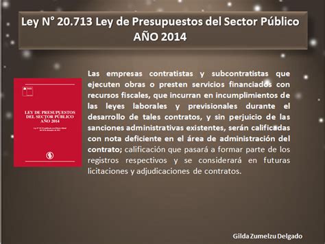 Ley N° 20 713 Ley De Presupuestos Del Sector Público Año 2014