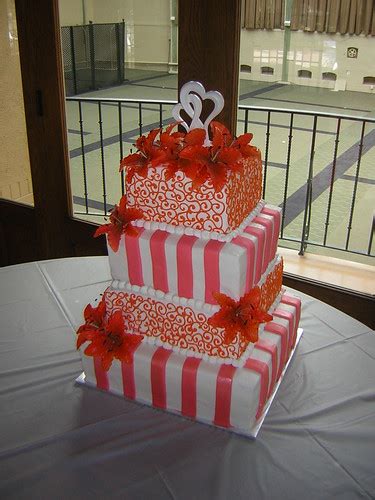 Orange And Coral Wedding Cake Tier Cake With Buttercream Flickr