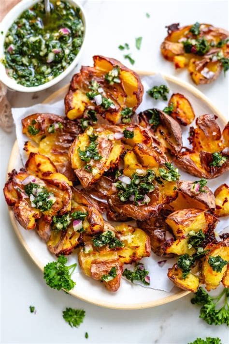 Crispy Smashed Potatoes Oven Roasted Recipe Two Spoons