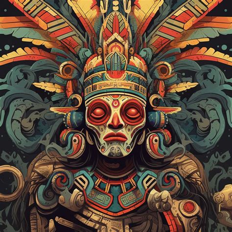 Aztec God Print Mayan Wall Art Mythological Digital Art God of ...