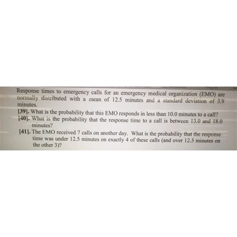 Solved Response times to emergency calls for an emergency | Chegg.com