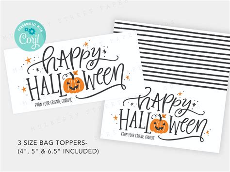 Printable Happy Halloween Bag Topper Candy Bag Topper Cookie Etsy