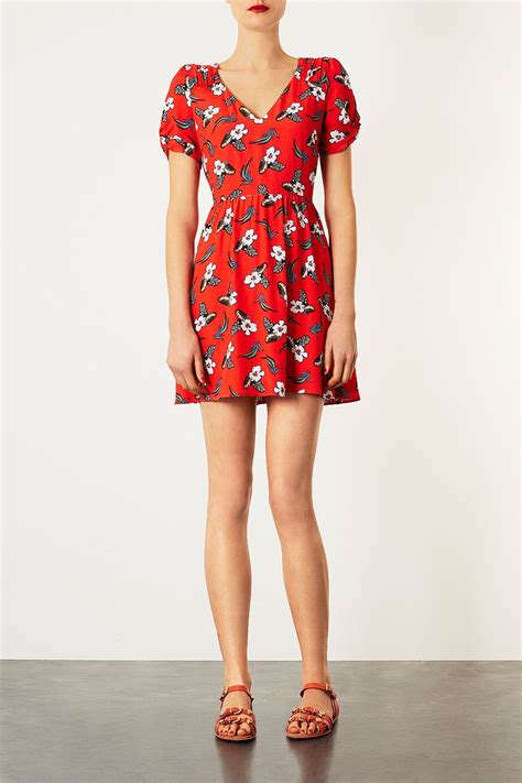 Topshop Red Floral Tea Dress Tea Dress Red Tea Dresses Fashion