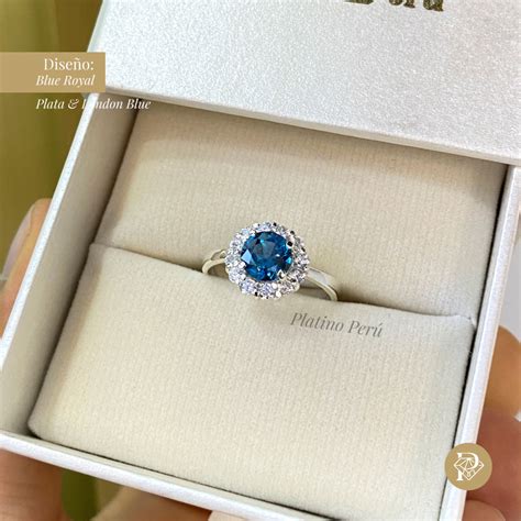 Anillo Compromiso De Plata Blue Royal Platino Per