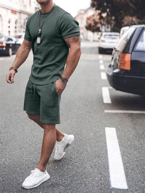 Men S Casual Sets Shor T Shirt Shorts Mens Outfits Men Casual