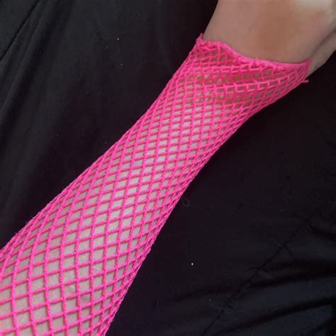 Hot Pink Fishnet Scene Top Rave Or Scene Outfits Depop