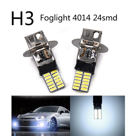 BESVEH 2Pcs Set 12V H3 White 24 SMD 4014 LED High Power Bulb DRL Fog