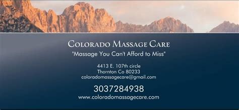 Colrado Massaage Care Updated January 2025 4413 E 107th Cir