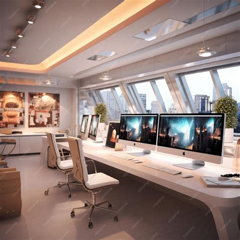 Premium Photo | TechSavvy Haven Modern Office Workspace Embracing