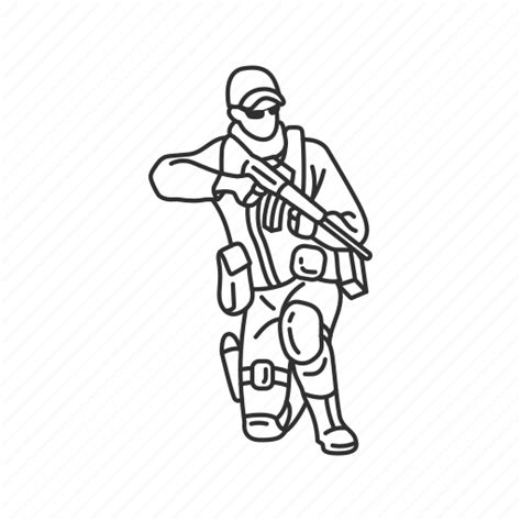 Combat Pose Holding A Gun Kneeling Kneeling Position Military