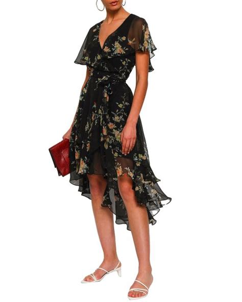 Lyst Zimmermann Woman Ruffled Floral Print Silk Georgette Wrap Dress