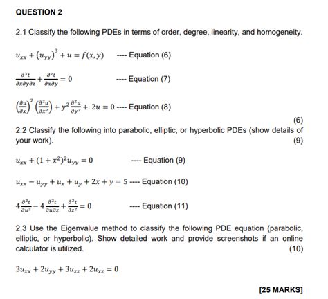 Solved Classify The Following Pdes In Terms Of Order Chegg